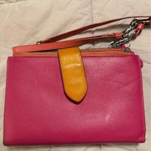 Pink and Orange Leather Women's Bag